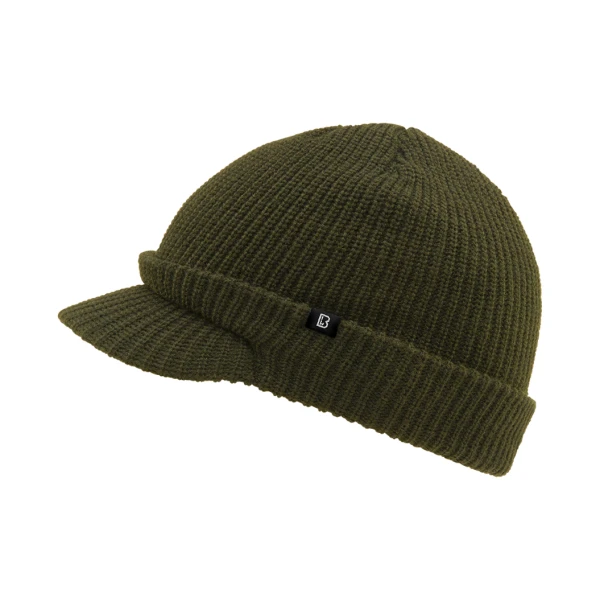 Brandit Jeepcap - Unisex - Grof gebreid - Muts met klep | Meerdere kleuren - Olive