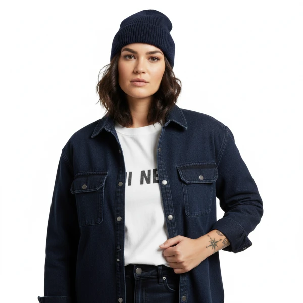 Beanie muts - Grof - Fleece voering - Unisex  Diverse kleuren - Blauw