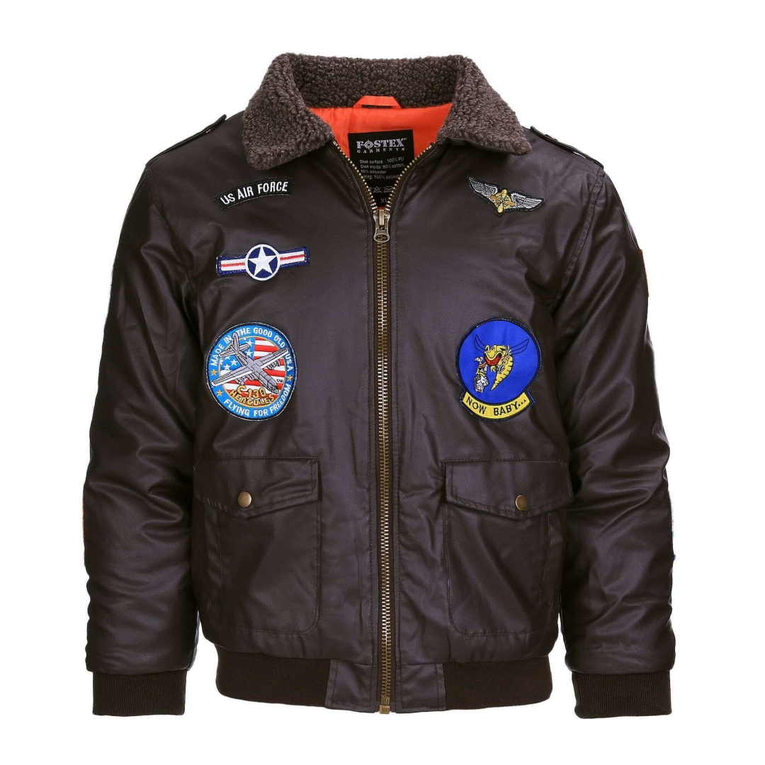 Kinderjas flight jacket - bruin leer