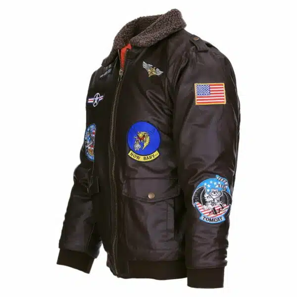 Kinderjas flight jacket - bruin leer - Afbeelding 2