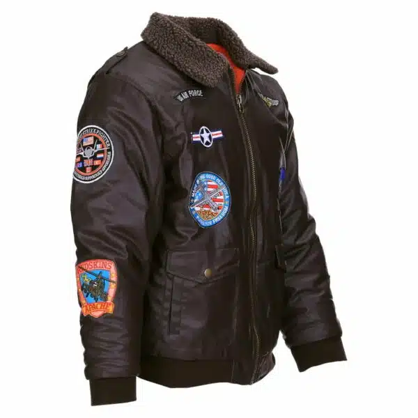 Kinderjas flight jacket - bruin leer - Afbeelding 3