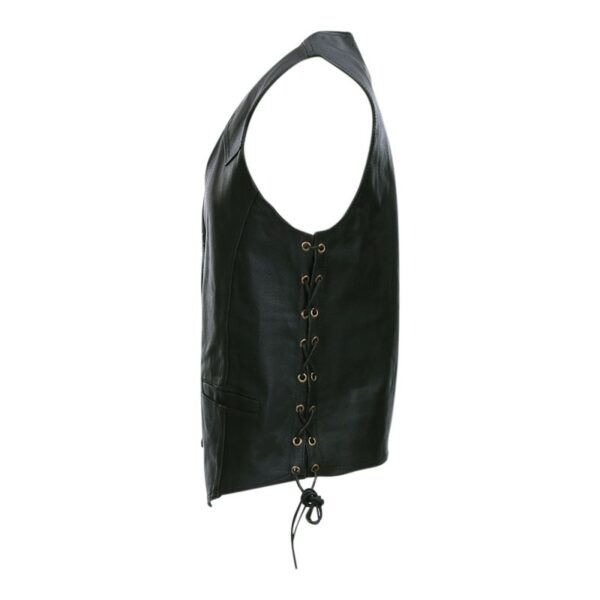Zwart Biker vest zonder opdruk 100% leer - Afbeelding 2