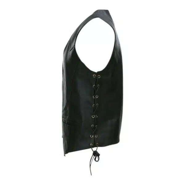 Zwart Biker vest zonder opdruk 100% leer - Afbeelding 2