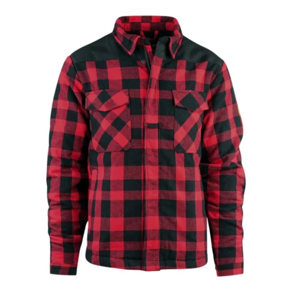 Houthakkers blouse | Sherpa Jas met rits - XL, Zwart/Rood