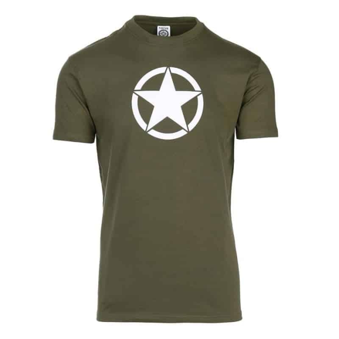 T-shirt met witte ster. Diverse kleuren