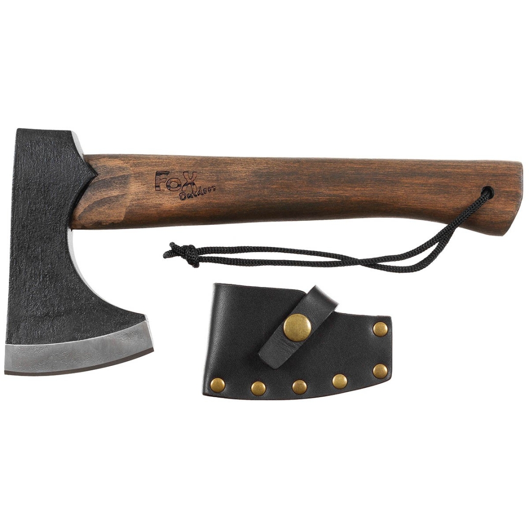 Houten Bijl Viking met leren hoes - 28,5 cm - Afbeelding 2