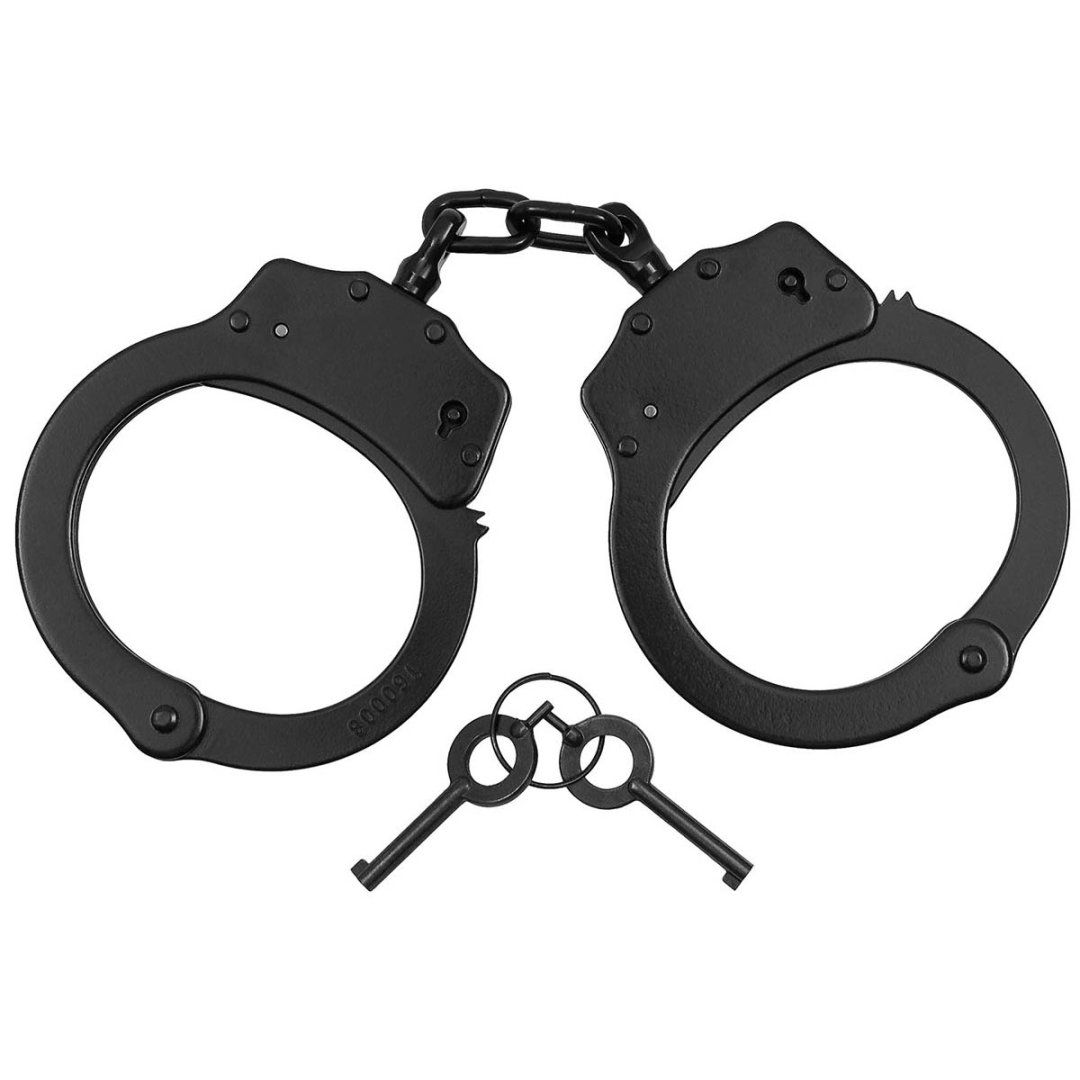 Deluxe Handboeien met Double-Lock - Zwart Staal - Afbeelding 2