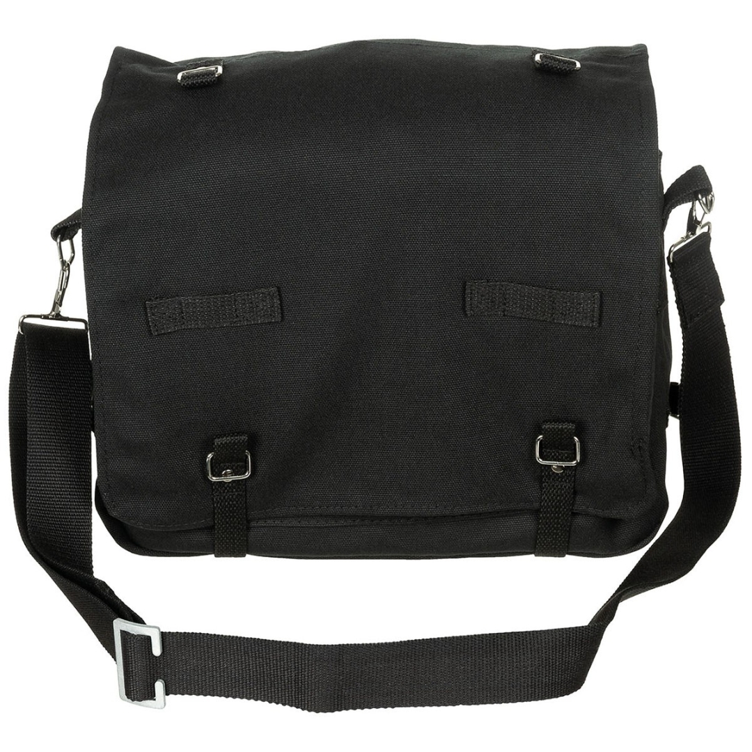 Max Fuchs Gevechtstas Groot - 8L Zwarte Canvas Schoudertas - Afbeelding 2