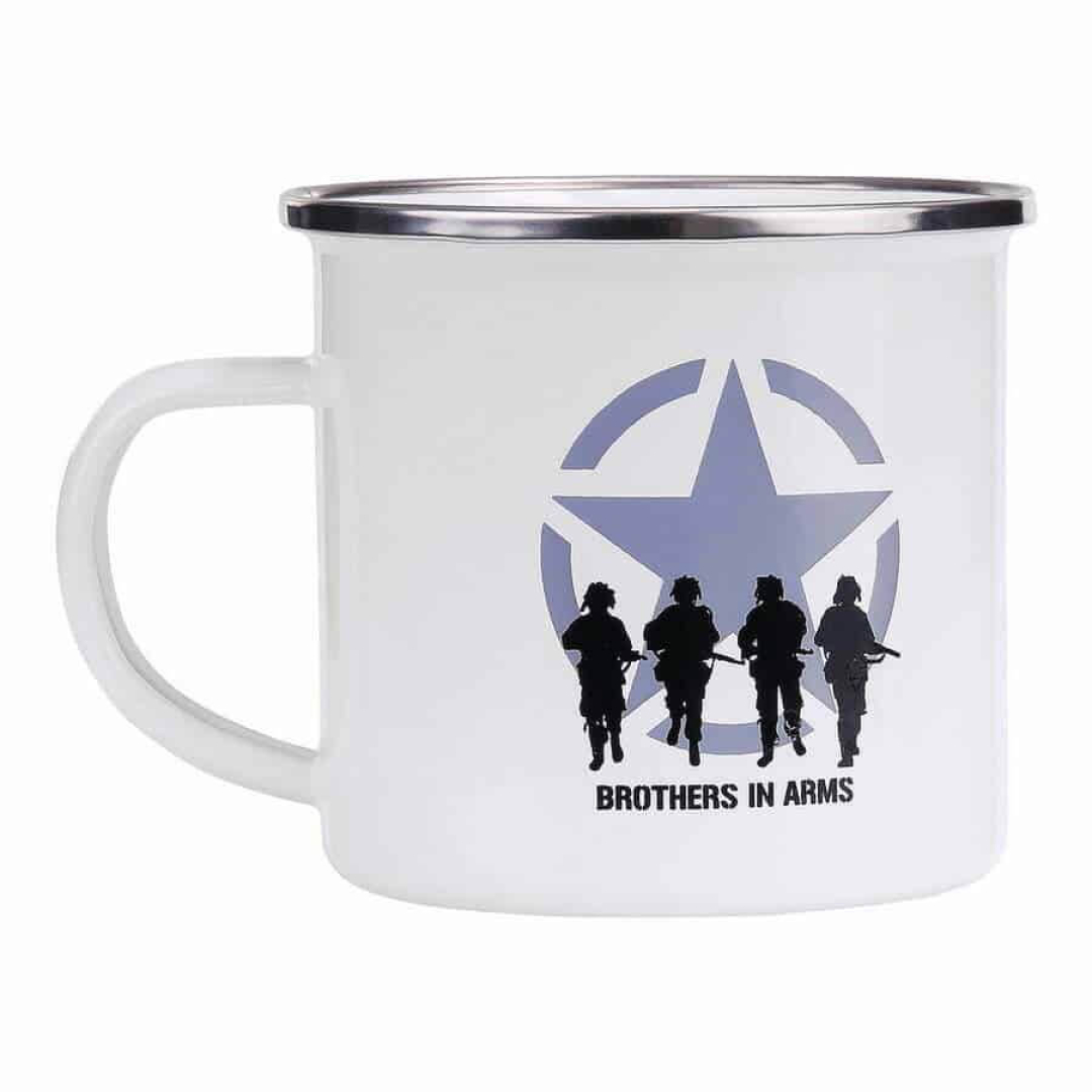 Emaille mok Brothers in Arms. Diverse kleuren