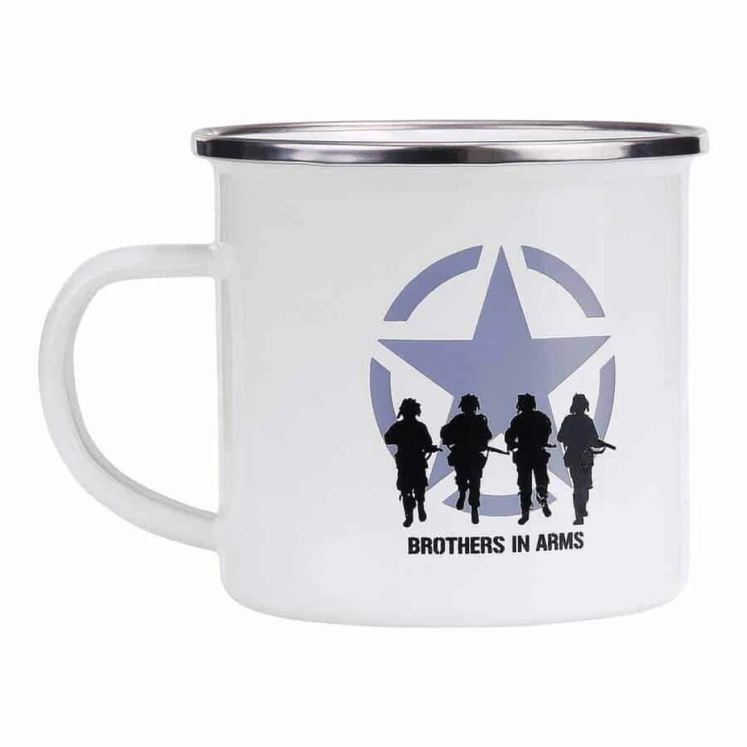 Emaille mok Brothers in Arms. Diverse kleuren