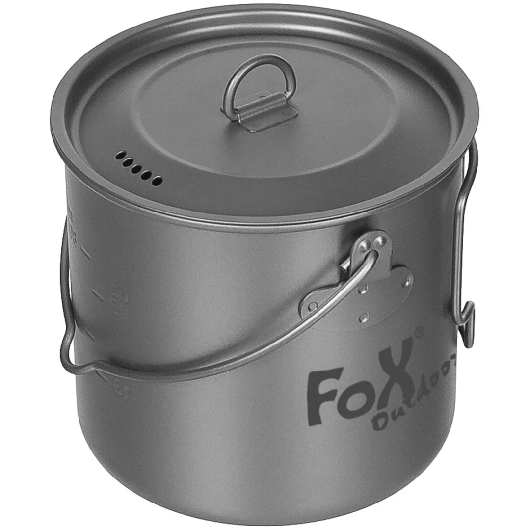 Fox Outdoor Titanium Pot Klein - 1,1L Lichtgewicht Pan met deksel - Afbeelding 2
