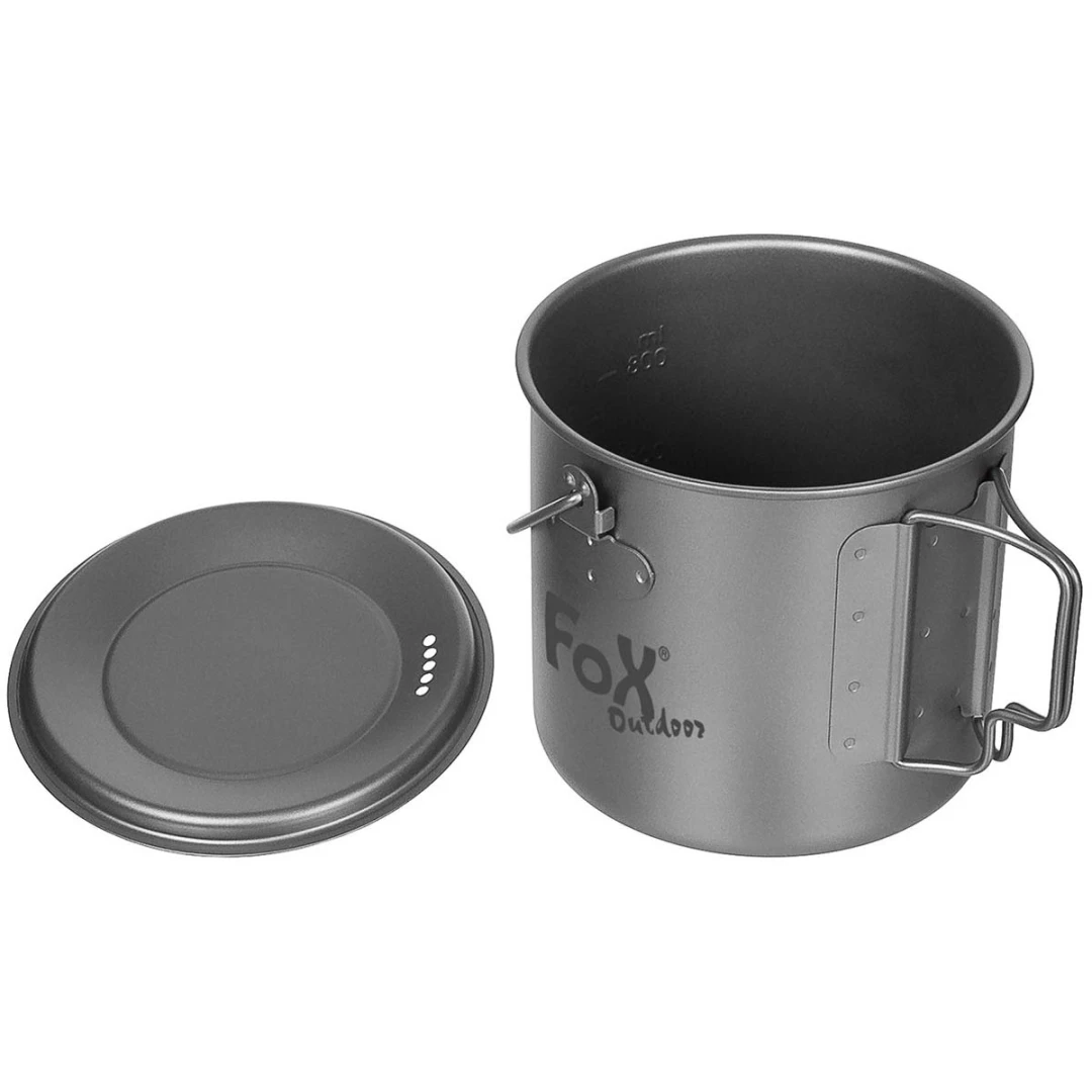 Fox Outdoor Titanium Pot Klein - 1,1L Lichtgewicht Pan met deksel - Afbeelding 5
