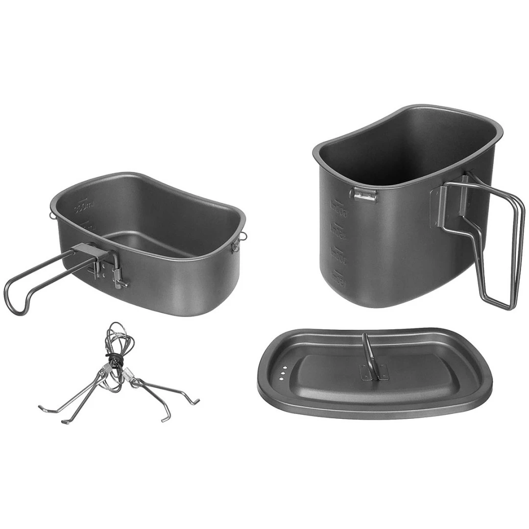 Fox Outdoor 3-delige Camping Pannenset - Lichtgewicht Kookset met opvouwbare handgrepen - Afbeelding 3