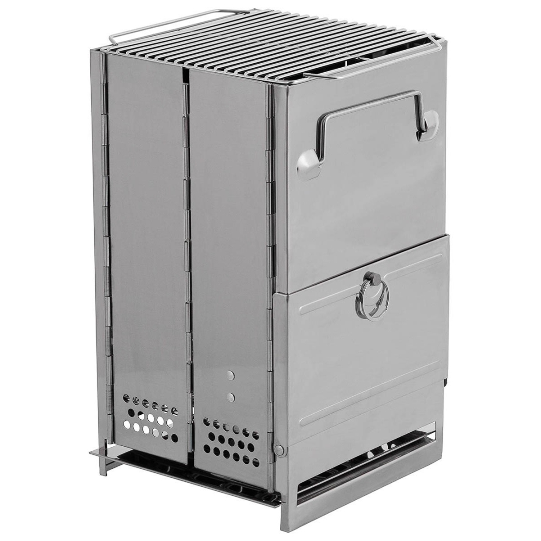 Fox Outdoor Opvouwbare RVS Raketkachel Medium - Draagbare Camping Kachel met grill - 35x20x20 cm - Afbeelding 2