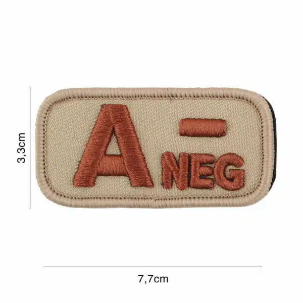 Embleem stof bloedgroep A-negatief coyote #8111
