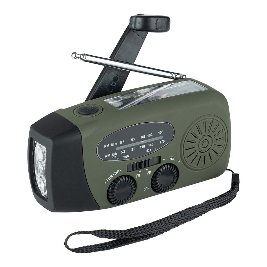 Noodradio opwindbaar en met zonne-energie - Groen | Fosco