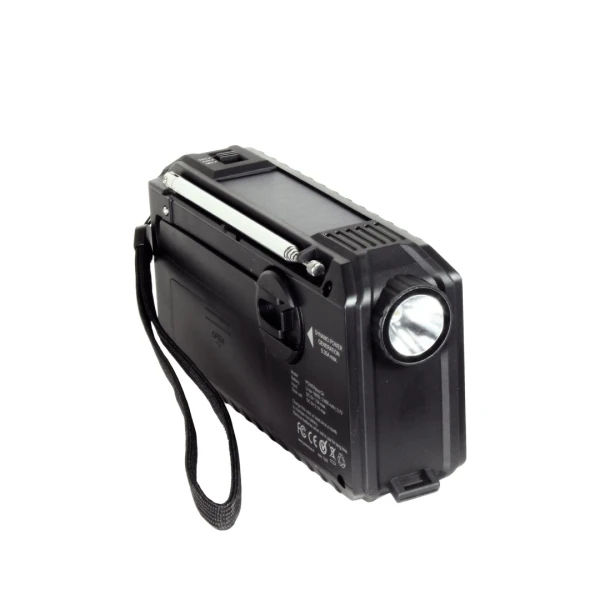 POWERplus Ox Solar Dynamo USB oplaadbare AM FM Scan Radio | Powerbank | Zaklamp | Klok | Wekker - Noodradio| SOS Alarm