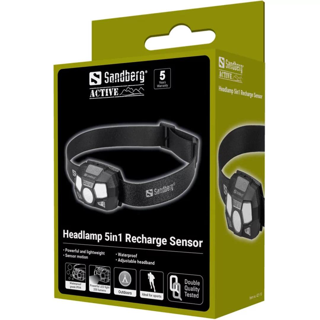 Hoofdlamp 5 in 1 Sandberg |  Oplaadbaar | met Sensor