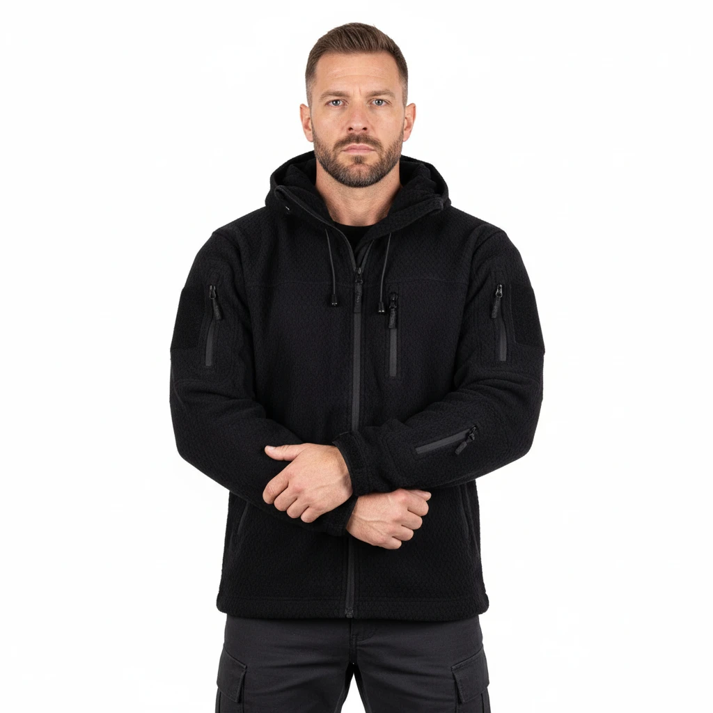 Hexagon fleece vest. zwart