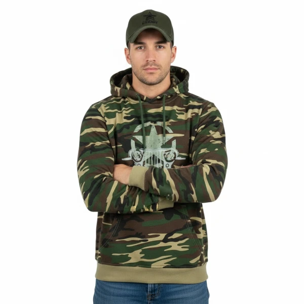 Hoodie Allied Star-Willys jeep | Camouflage - XXXL, Woodland