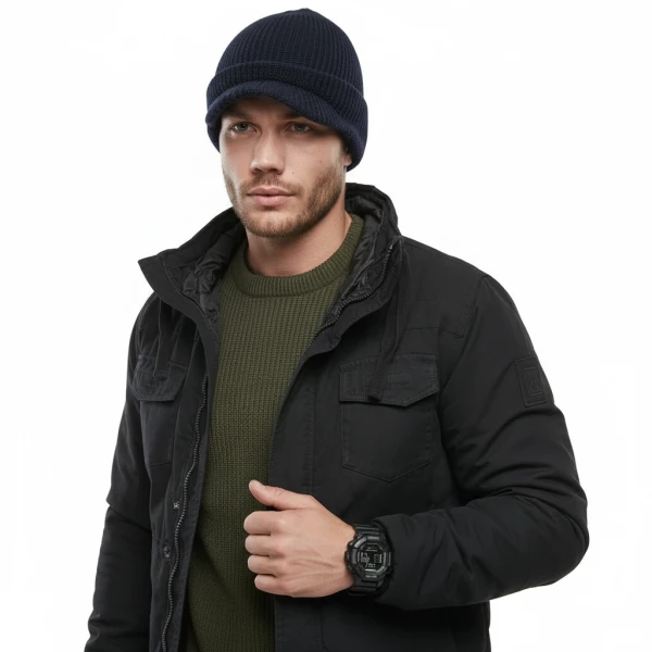 Jeepcap van 100% wol. Diverse kleuren - Blauw