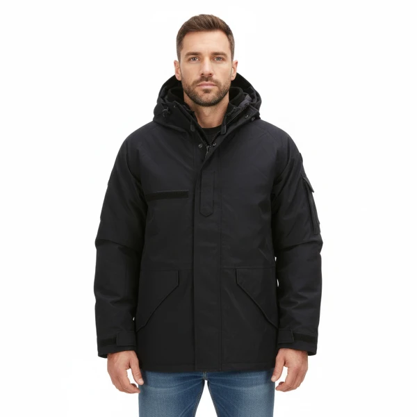 Militaire Parka jas heren- Winterjas gevoerd | Fostex Garments - M, Zwart