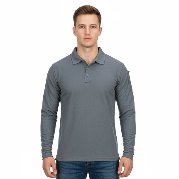 Tactical polo Quick Dry lange mouw. Diverse kleuren - XL, Wolf Grey
