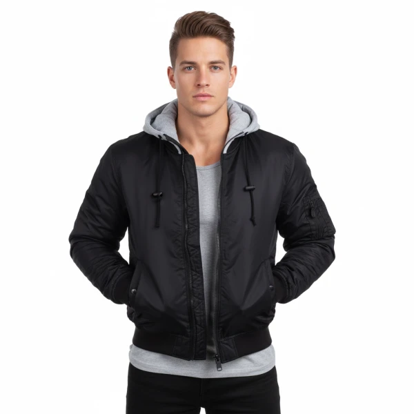 MA-1 Bomberjack met capuchon | Fostex Garments | Meerdere kleuren - S, Zwart