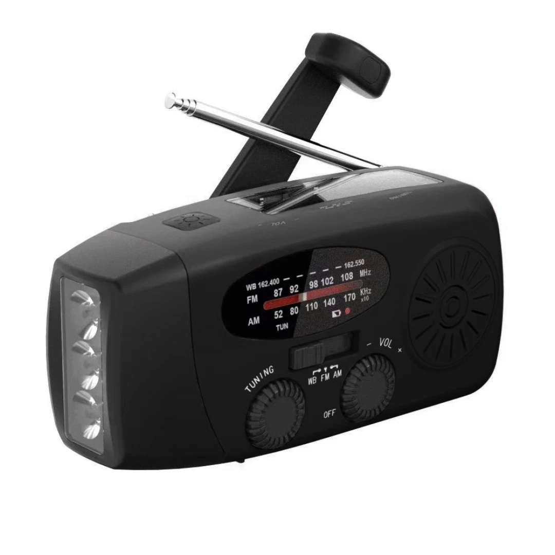 Noodradio met Powerbank en LED Zaklamp – R086 | Zwart