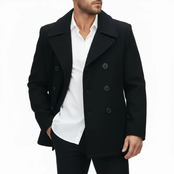 Peacoat jas heren - Marine jas Donkerblauw - Wol - S